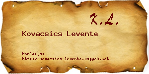 Kovacsics Levente névjegykártya